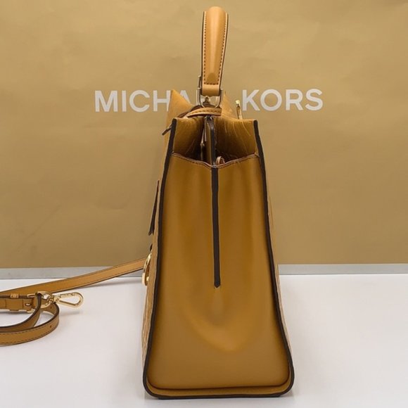 Michael Kors Penelope Large Top Handle Satchel Marigold Color - Picture 7 of 16